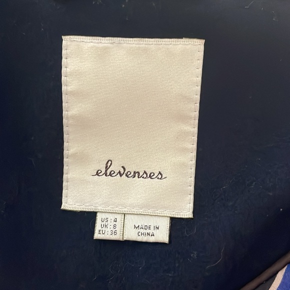 NWOT Rare Elevenses Anthropologie Runway Lapel Navy Wool Trench Coat size 4 🌹 - Picture 13 of 16